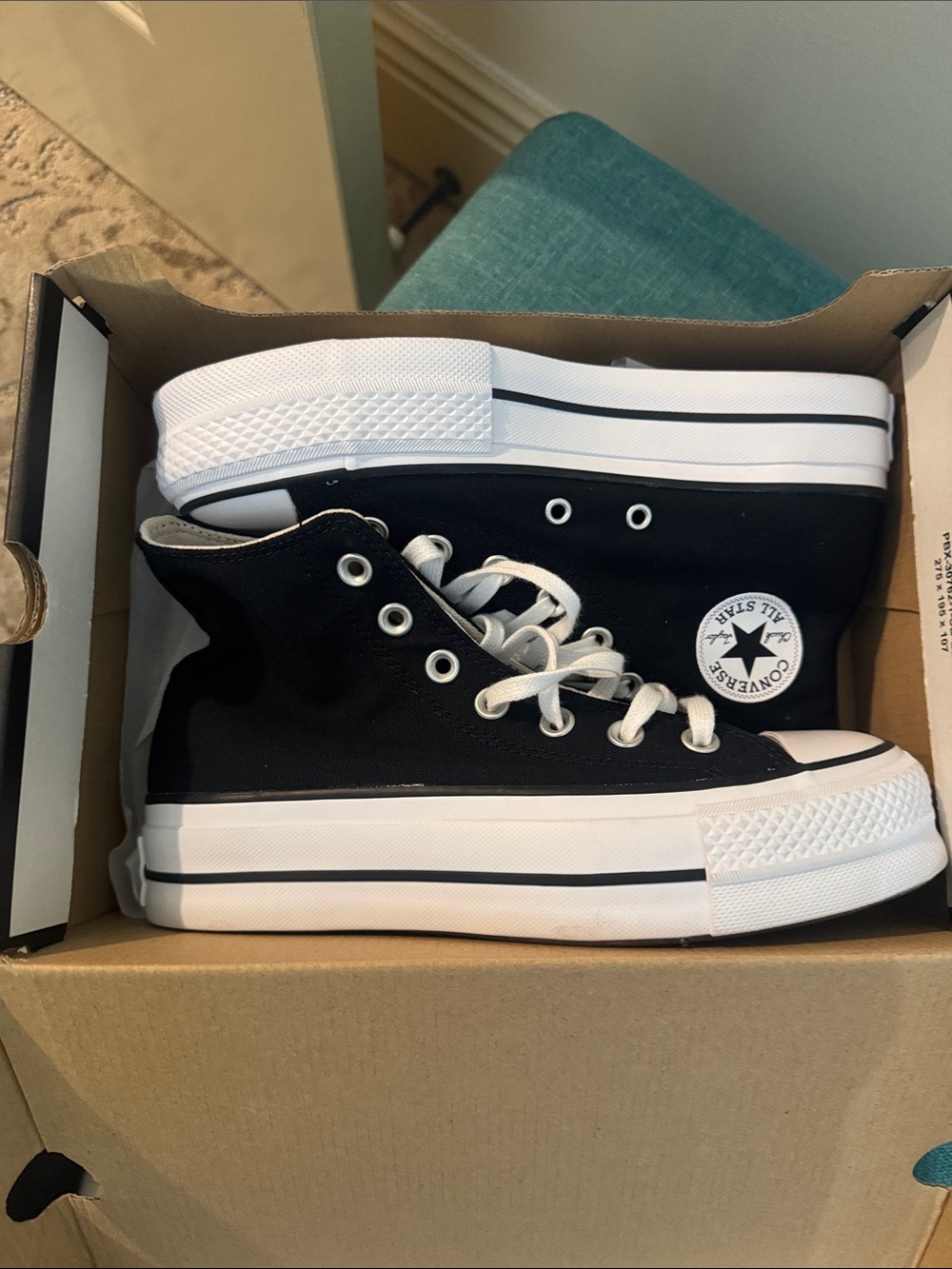 Converse Black and White High-Top Platform Sneakers